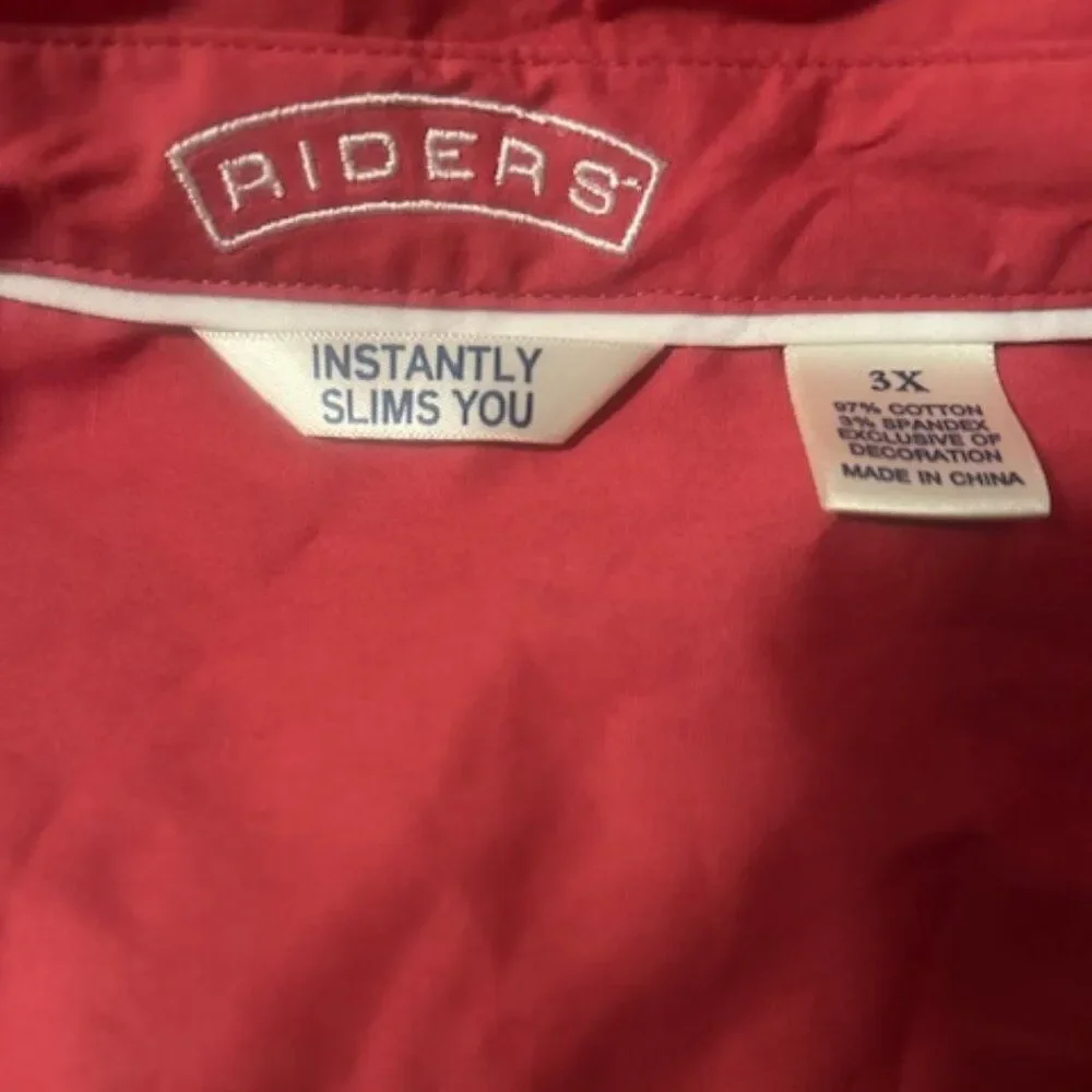 Riders Instantly You 3/4 sleeves button down top, size 3X - Picture 4 of 4